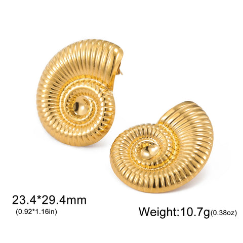 Trendy Gold Conch Stud Earrings for Women | Stainless Steel Minimalist Jewelry
