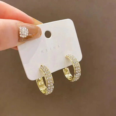 Luxury Shiny Zircon Circle Hoop Earrings for Women - 2025 New Fashion Big Round Wedding Jewelry