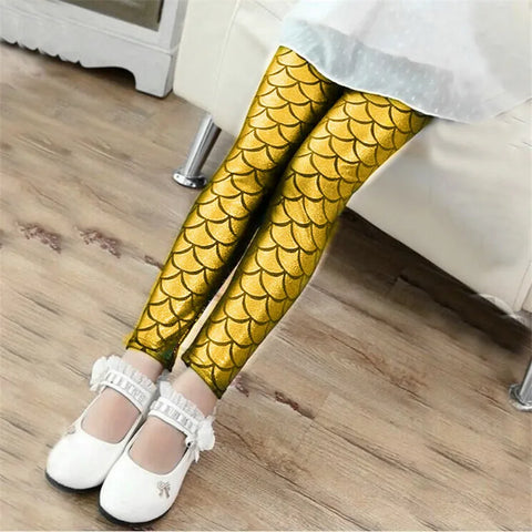 Colorful Fish Scales Leggings for Girls