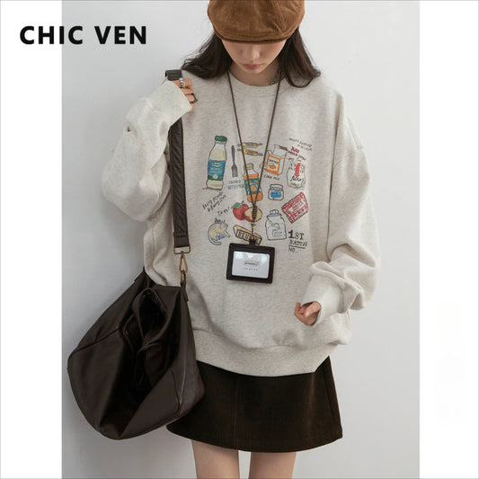 Chic Ven Women Cartoon Printed Sweatshirt