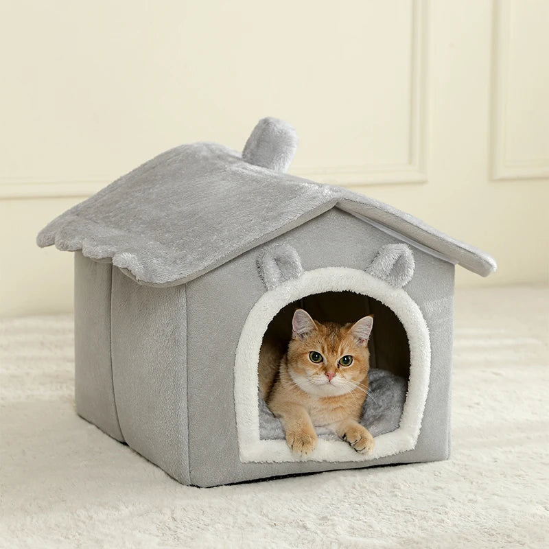 Foldable Pet House - Removable Washable Cat House & Puppy Cave for Small Pets