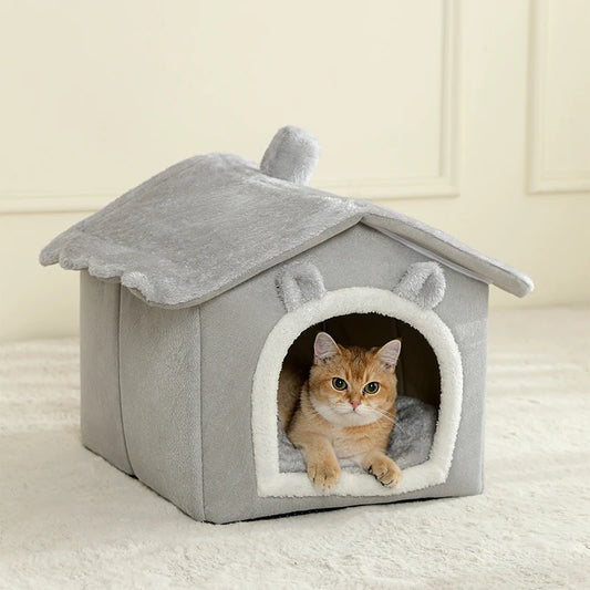 Foldable Pet House - Removable Washable Cat House & Puppy Cave for Small Pets