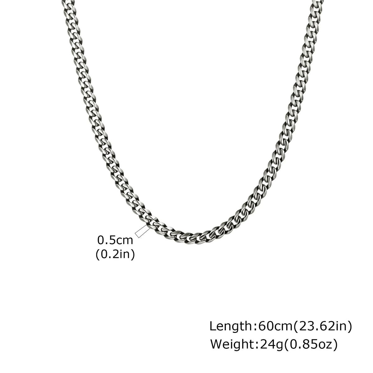 Vintage Chain Necklace for Men and Boys - Retro Grey Stainless Steel Collars