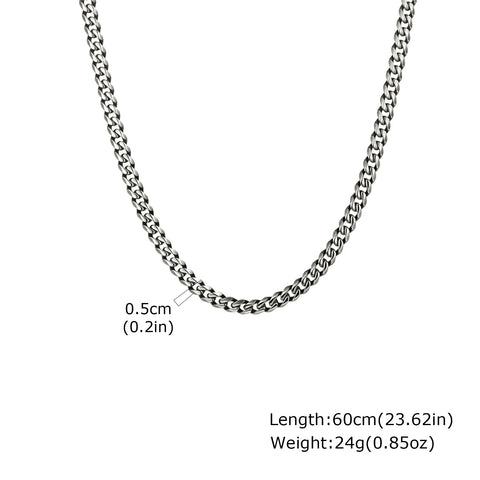 Vintage Chain Necklace for Men and Boys - Retro Grey Stainless Steel Collars