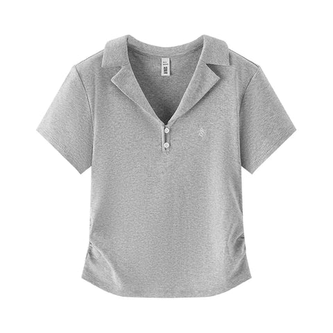 Semir Dames Cropped Poloshirt met Blazerkraag 