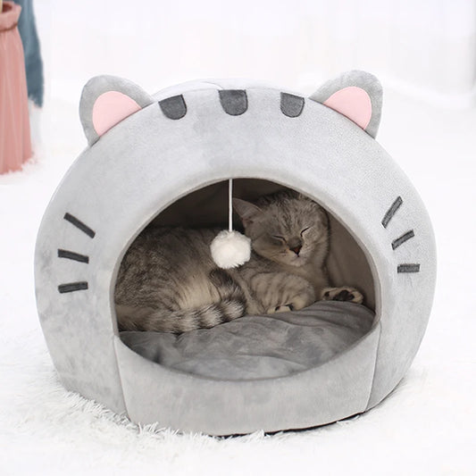 Cozy Super Cat Bed for Cats and Small Dogs - Plush Tent Style Pet House