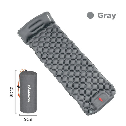 PACOONE Outdoor Camping Sleeping Pad Inflatable Mattress with Pillows - Ultralight Air Mat with Built-in Inflator Pump for Travel and Hiking