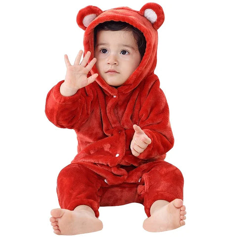 MICHLEY Winter Baby Rompers Hooded Flannel Cosplay