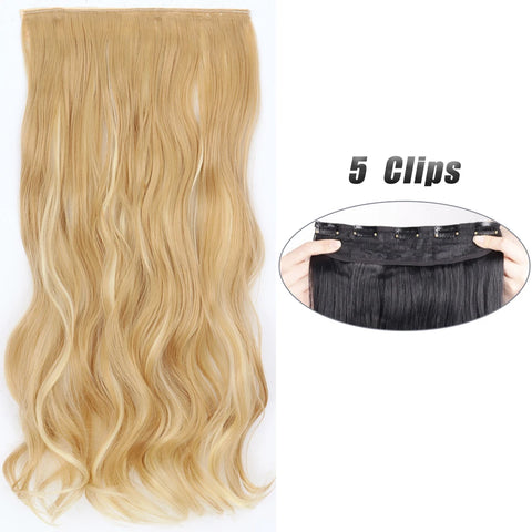 Synthetic 5 Clip In Hair Extensions 80CM - Long Straight Hairpiece
