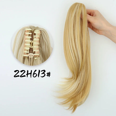 AZQUEEN Synthetic Long Wavy Ponytail Hair Extensions - Brown Black - 18 Inch