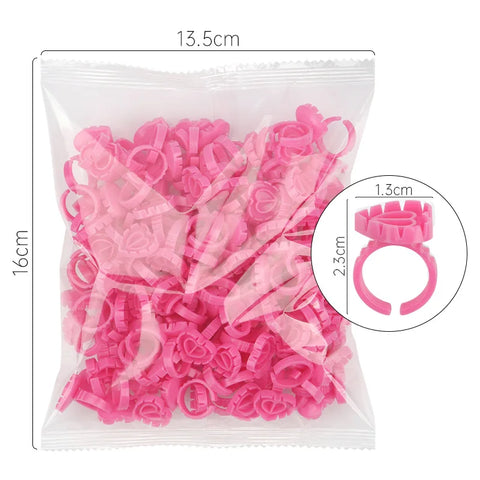 AILEISHI 100Pcs Disposable Eyelash Extension Glue Ring Cups