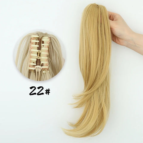 AZQUEEN Synthetic Long Wavy Ponytail Hair Extensions - Brown Black - 18 Inch