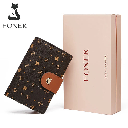 FOXER Women's Elegant Signature Card Holder Wallet - High Capacity, Stylish Gift