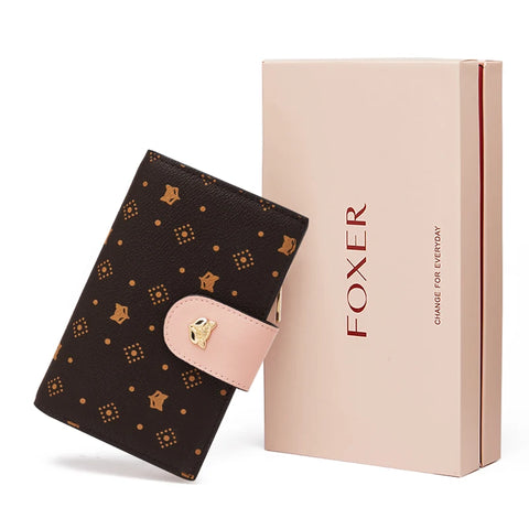 FOXER Women's Elegant Signature Card Holder Wallet - High Capacity, Stylish Gift