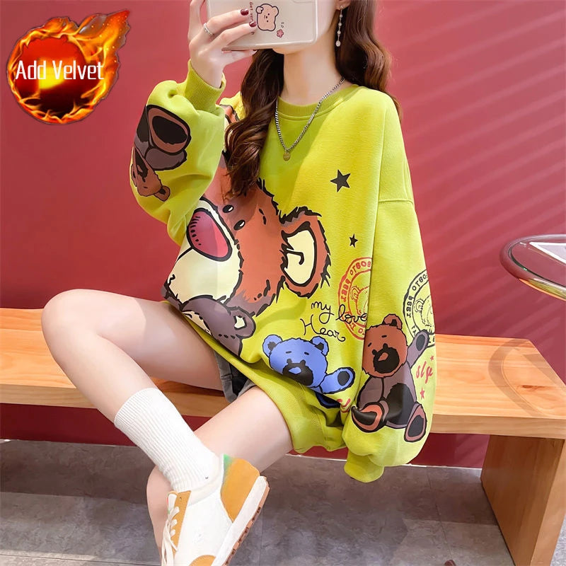 Kawaii Green Graphic Women's Sweatshirt