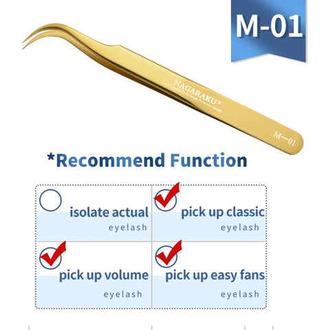 NAGARAKU Eyelash Extension Tweezers - Precision Stainless Steel Makeup Tool
