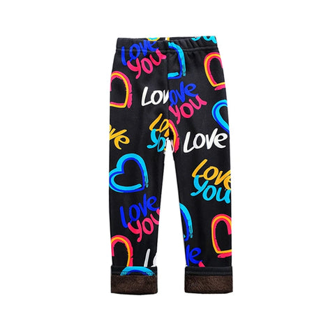 Vintage Floral Fleece Leggings for Girls