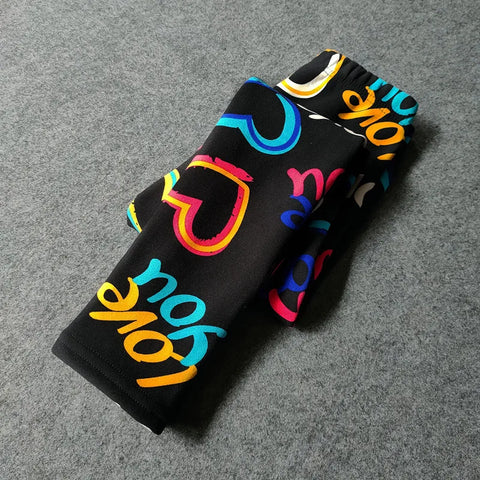 Spring Autumn Girls Fleece Leggings