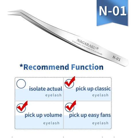NAGARAKU Eyelash Extension Tweezers - Precision Stainless Steel Makeup Tool