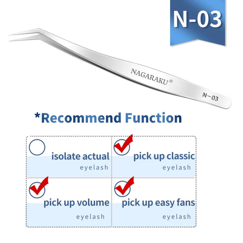 NAGARAKU Eyelash Extension Tweezers - Precision Stainless Steel Makeup Tool