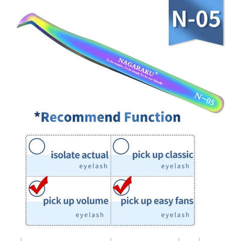 NAGARAKU Eyelash Extension Tweezers - Precision Stainless Steel Makeup Tool