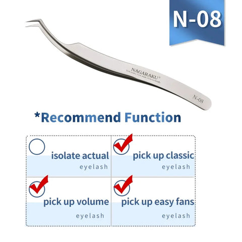 NAGARAKU Eyelash Extension Tweezers - Precision Stainless Steel Makeup Tool