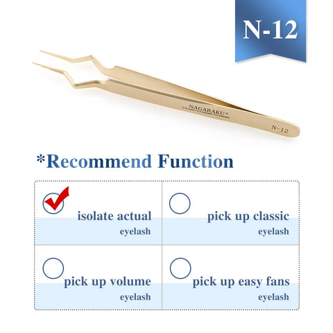 NAGARAKU Eyelash Extension Tweezers - Precision Stainless Steel Makeup Tool