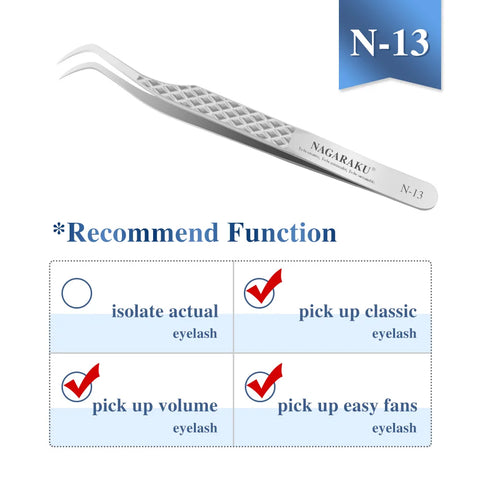 NAGARAKU Eyelash Extension Tweezers - Precision Stainless Steel Makeup Tool