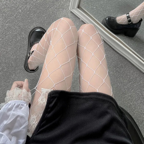 Women's Long Fishnet Black Summer Thigh High Waist Hosiery Body Stockings