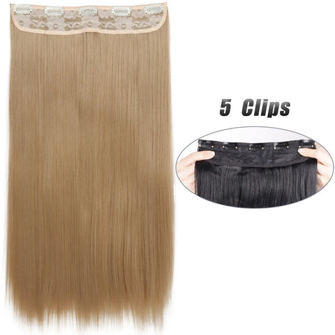 Long Wavy 5 Clip In Hair Extensions - Black Blonde Mix