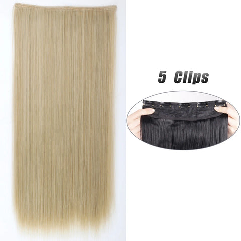 Synthetic 5 Clip In Hair Extensions 80CM - Long Straight Hairpiece