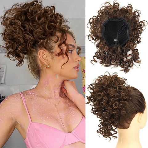 Messy Hair Bun Hair Piece - Large Curly Loose Wave Ponytail Extension