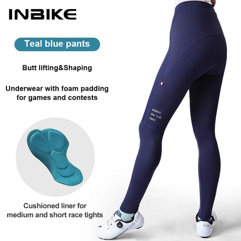 INBIKE 2024 Women's Long Padded Cycling Pants - Perfect MTB Leggings with Pockets
