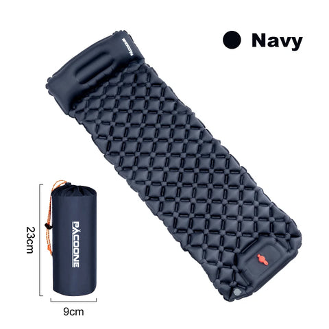 PACOONE Outdoor Camping Sleeping Pad Inflatable Mattress with Pillows - Ultralight Air Mat with Built-in Inflator Pump for Travel and Hiking