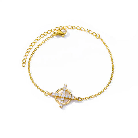 Elegant Zircon Flowers Bracelet for Women and Girls – Luxury Gold Color Stainless Steel Plant Charm Jewelry
