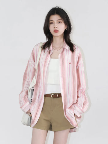 CHIC VEN Dames Losse Casual Gestreepte Blouse 