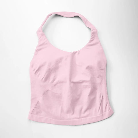 NCLAGEN Women's Longline Strappy Gym Halter Top - Padded Activewear for Yoga, Fitness & Running