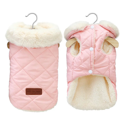 Warm Chihuahua Dog Cat Clothes Winter Fur Collar Small Dogs Puppy Coat Thick Cotton Pet Jacket Outfits for Small Dogs