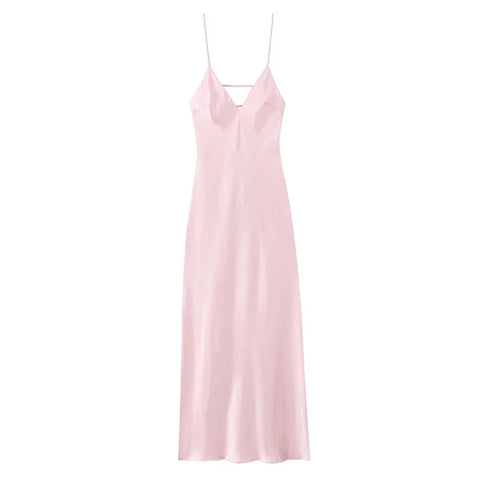 MUJER Yellow Satin Slip Dress for Women