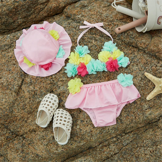 Tregren Infant Baby Girls Beach Bikinis with Sun Hat