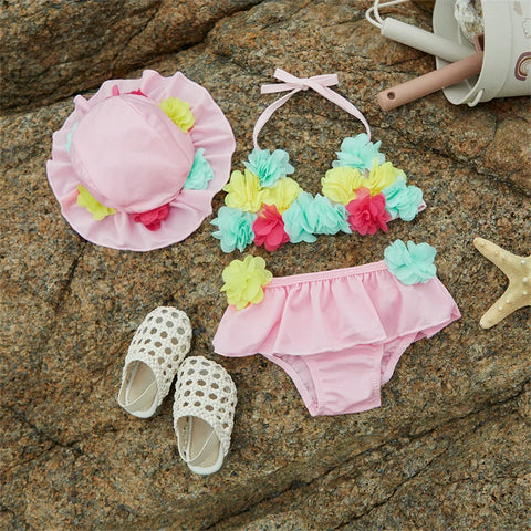 Tregren Baby Meisjes Strandbikini's met Zonnehoed