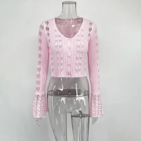 Tuularose Lente Gebreid Vest voor Dames - Casual Effen V-hals Korte Top