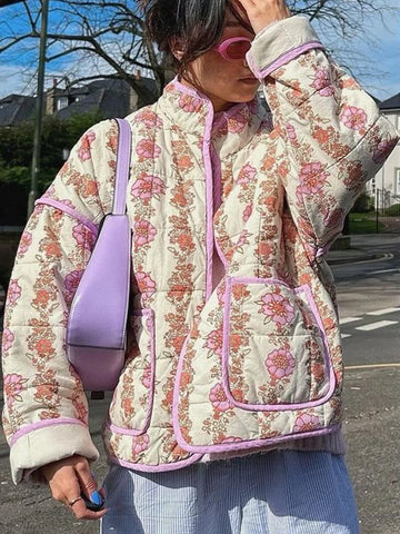 TARUXY Bloemenprint Jassen Voor Dames - Modieuze Slanke Jas met Zakken