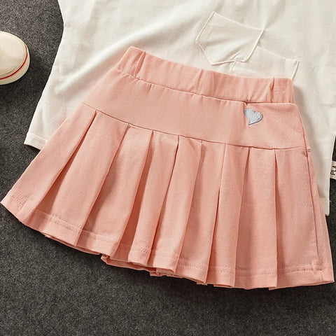 Kids Girls Pleated Culottes Skirt with Safety Pants