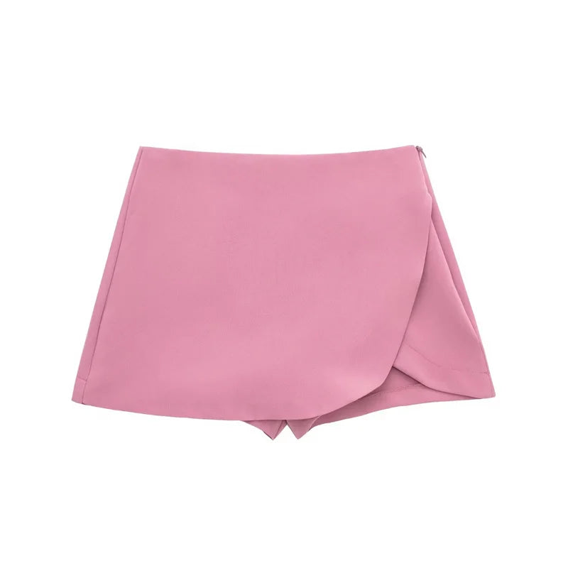 MUJER 2025 Asymmetric Skort For Women - Pink Black Mini Skirt Shorts