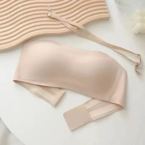 Seamless Tube Top Bra with Invisible Straps - Non-Slip Wireless Bralette for Women