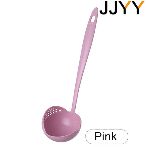 JJYY 2-in-1 Kitchen Spoon with Long Handle - Plastic Colander Filter for Hot Pot