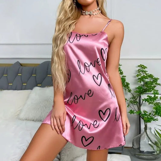 Women Sexy Sleeveless Satin Nightdress