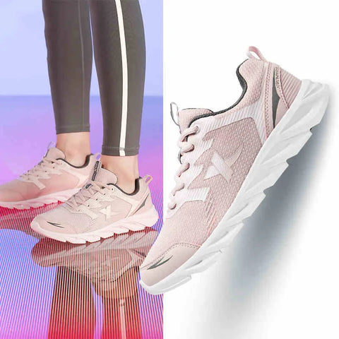 Xtep antislip hardloopschoenen voor dames - bovenwerk van zacht leer en schokabsorberende sneakers 