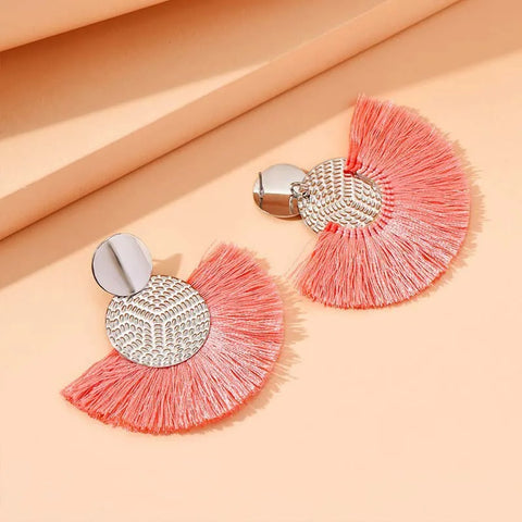 Fashion Bohemian Big Tassel Dangle Earrings for Women - Vintage White Fringe Statement Jewelry